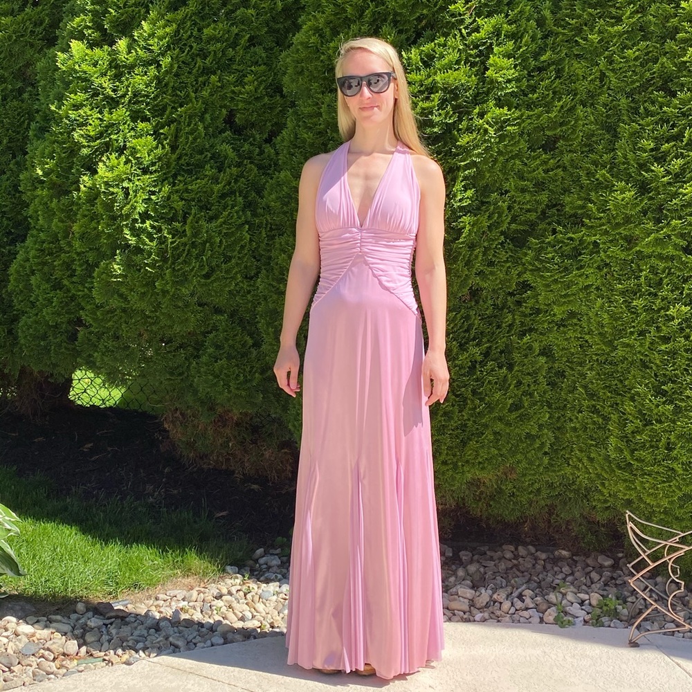 XOXO Backless Full-length lined pink dress - S